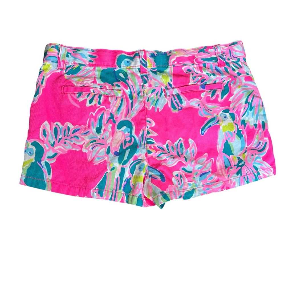 LILLY PULITZER Mini Callahan Girls Shorts Pink Toucan Can Sz 12 Adjustable Waist - Picture 2 of 9
